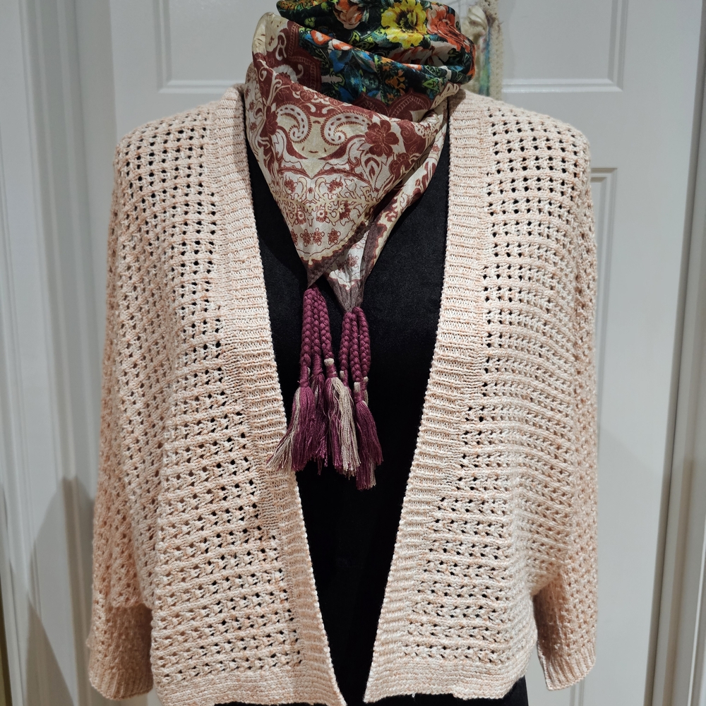 Ellie Pink Open-Knit Cardigan